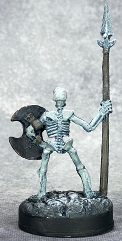 Skeletal Spearman with Brigh Bronze metals, rear view