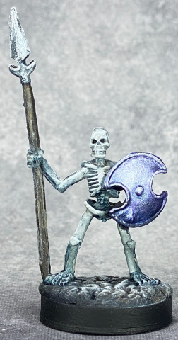 Skeletal Spearman with Drow Silver metals, front view